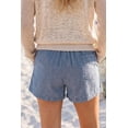 thumbnail image 2 of Women's Striped Denim Shorts – High Waist Casual Drawstring Shorts for Daily Wear, Blue, S, 2 of 5