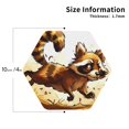 thumbnail image 3 of Disketp Autumn Raccoon In Forest Funny Coasters,6 Pcs Leather Coasters with Holder, Perfect Housewarming Hostess Gifts,Protect Furniture from Water Marks Scratch and Damage,Hexagon, 3 of 7
