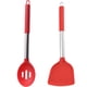 thumbnail image 1 of Paquete de 2 utensilios de cocina de silicona grandes, juego de utensilios de cocina de acero inoxidable sólido y ranurado, resistente al calor, 1 of 5
