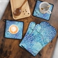 thumbnail image 5 of Blue White Tie Dye Cracked Pattern Kitchen Oven Mitt and Pot Holder Sets 2 Pcs for Baking, Cooking and Grilling, Heat Resistant Up To 392 °F, 5 of 7