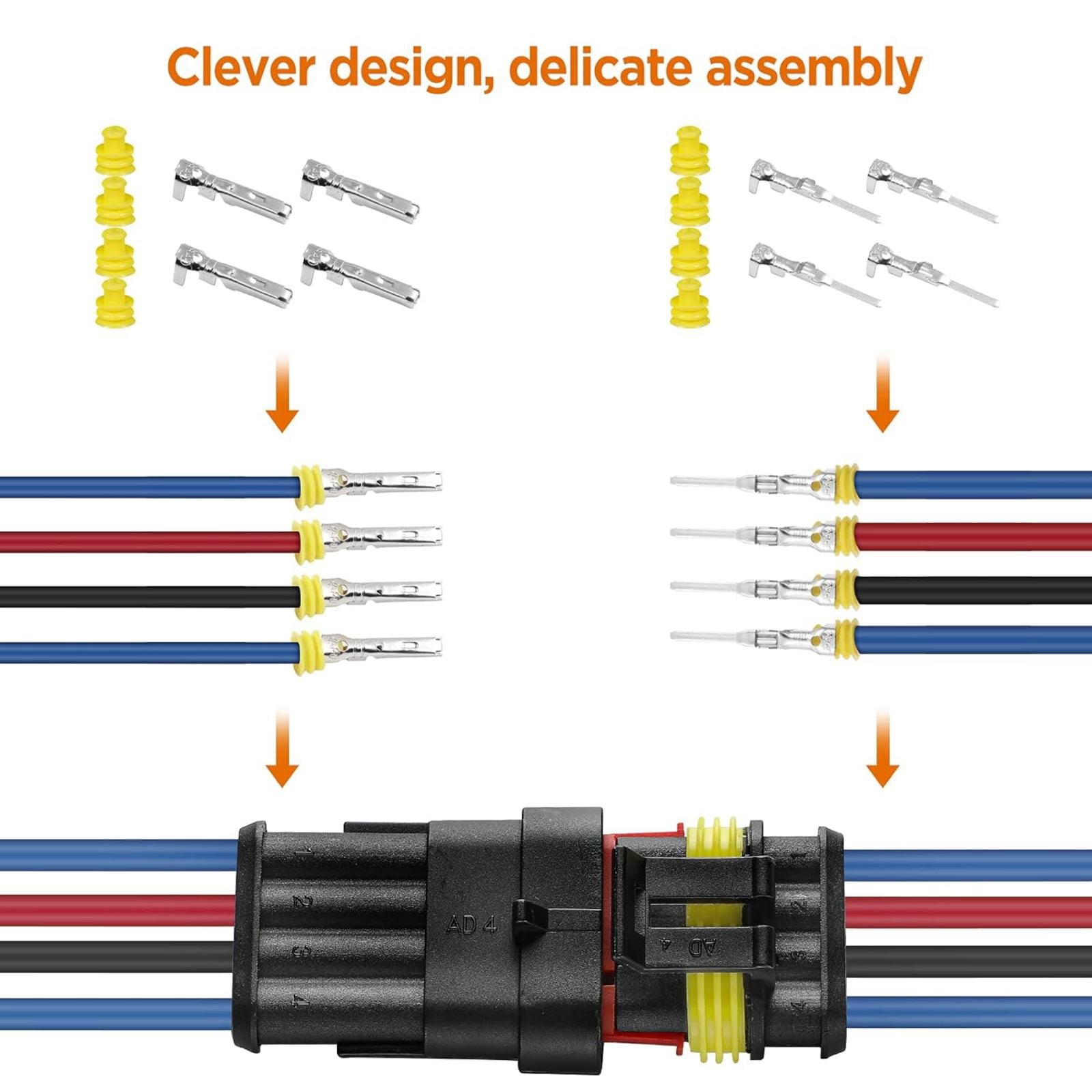 CSYANXING Waterproof Electrical Wire Connector Automotive Kit 708 Pcs 1-6 Pin 22-16 AWG Plugs Terminals Seals and Crimp Tool Set