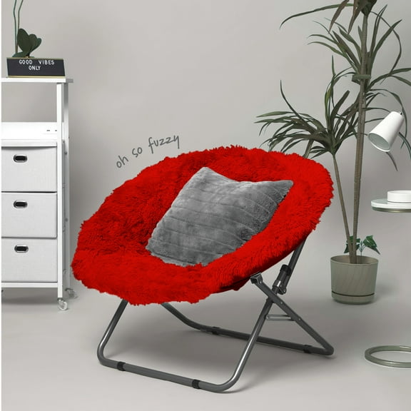 Urban Shop Mongolian Oversized Saucer Chair, Red