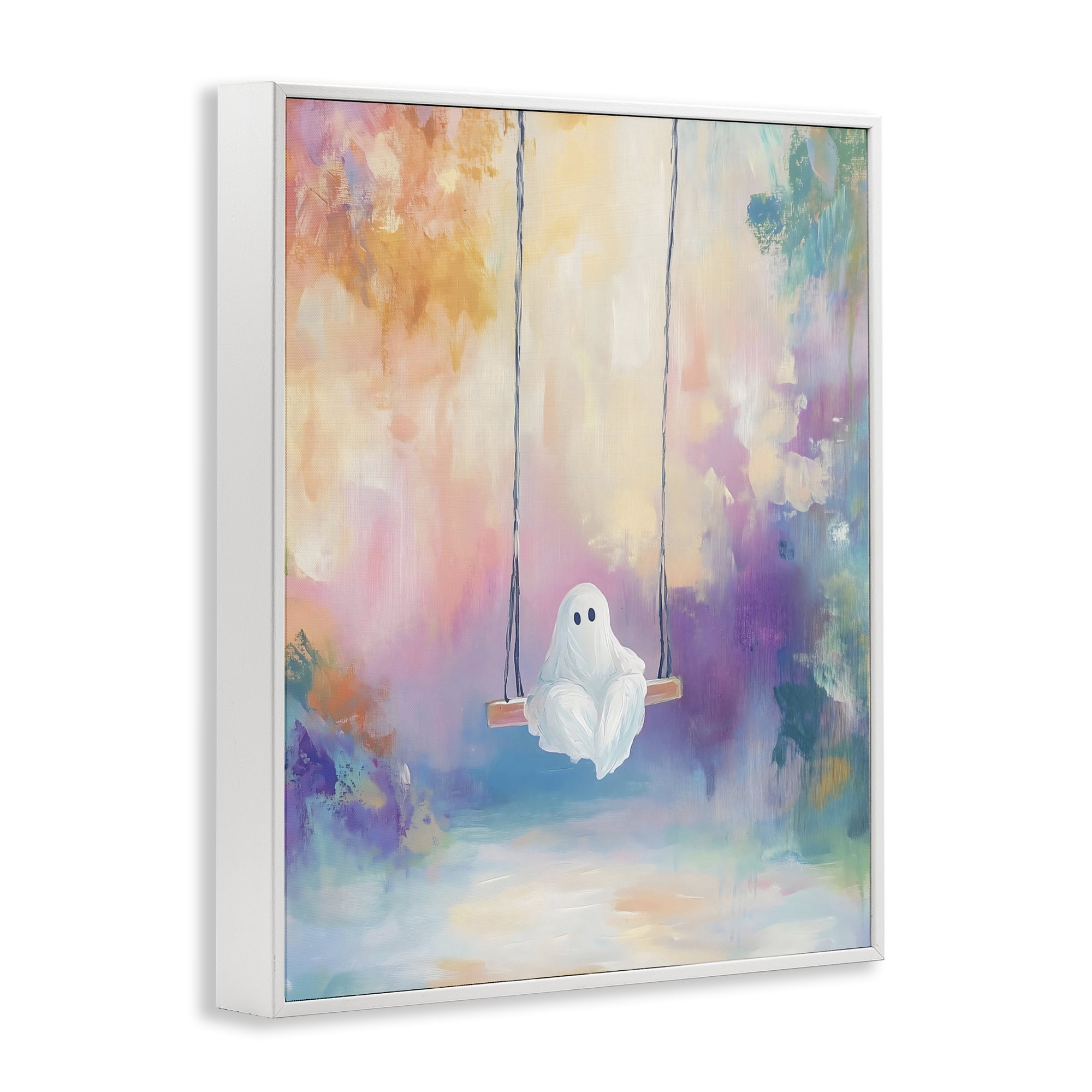 Stupell Industries Watercolor Ghost on Swing White Framed Giclee Art, design by The Prints Vibe