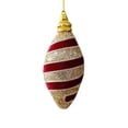 thumbnail image 2 of Burgundy Red and Gold Striped Christmas Ball Ornament, Style A, Glitter Hanging Decoration for Holiday Tree and Home Decor, 2 of 7