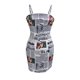 thumbnail image 5 of VISgogo, vestido sin mangas con tirantes finos para mujer, estampado de periódico, informal, ajustado, para fiesta, vestido acampanado para Club de playa VISgogo moda, 5 of 7