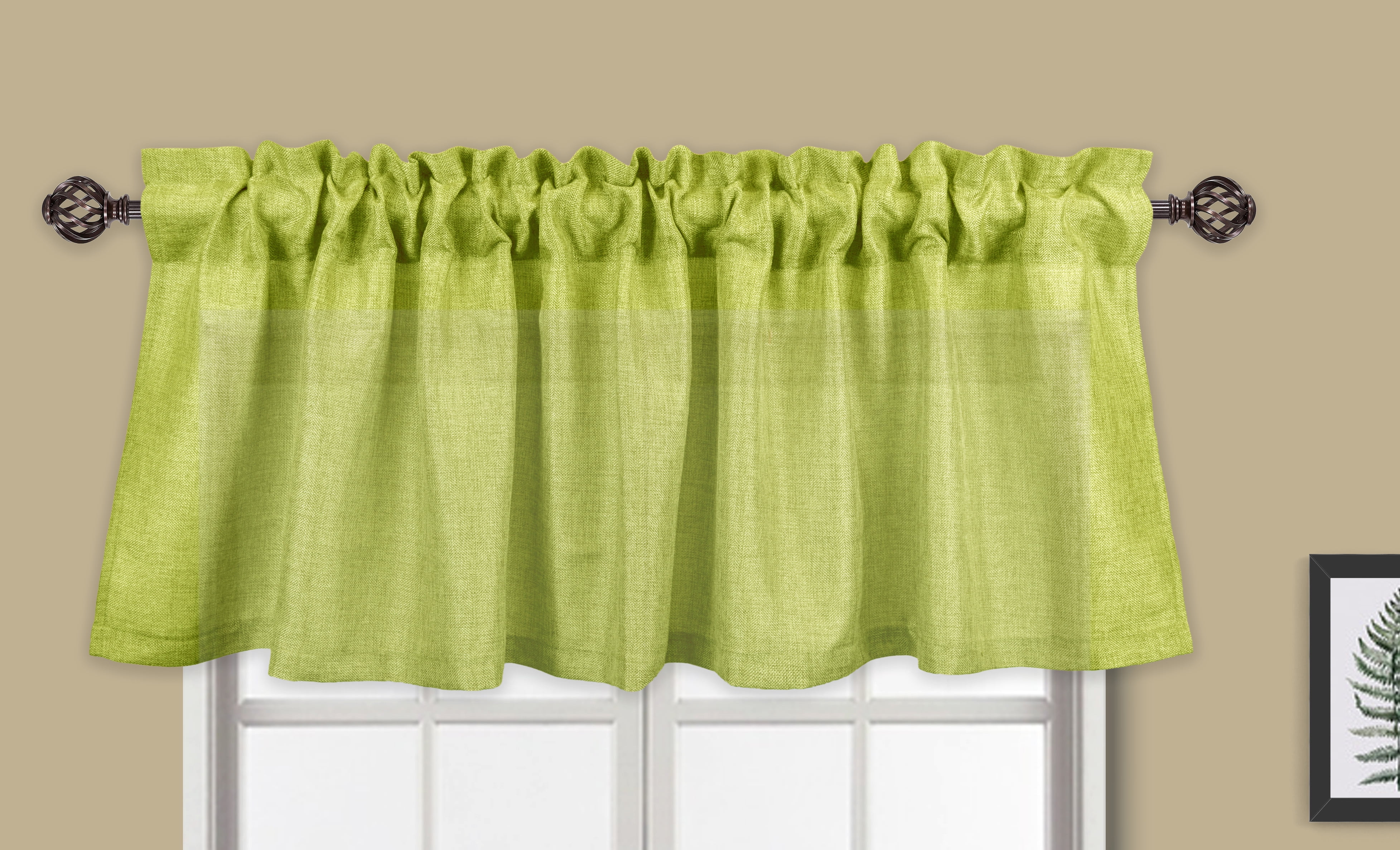 Aiking Home Pure 100 Faux Linen Window Valance Size 56 Inch X 16 Inch Lime Walmart Com Walmart Com