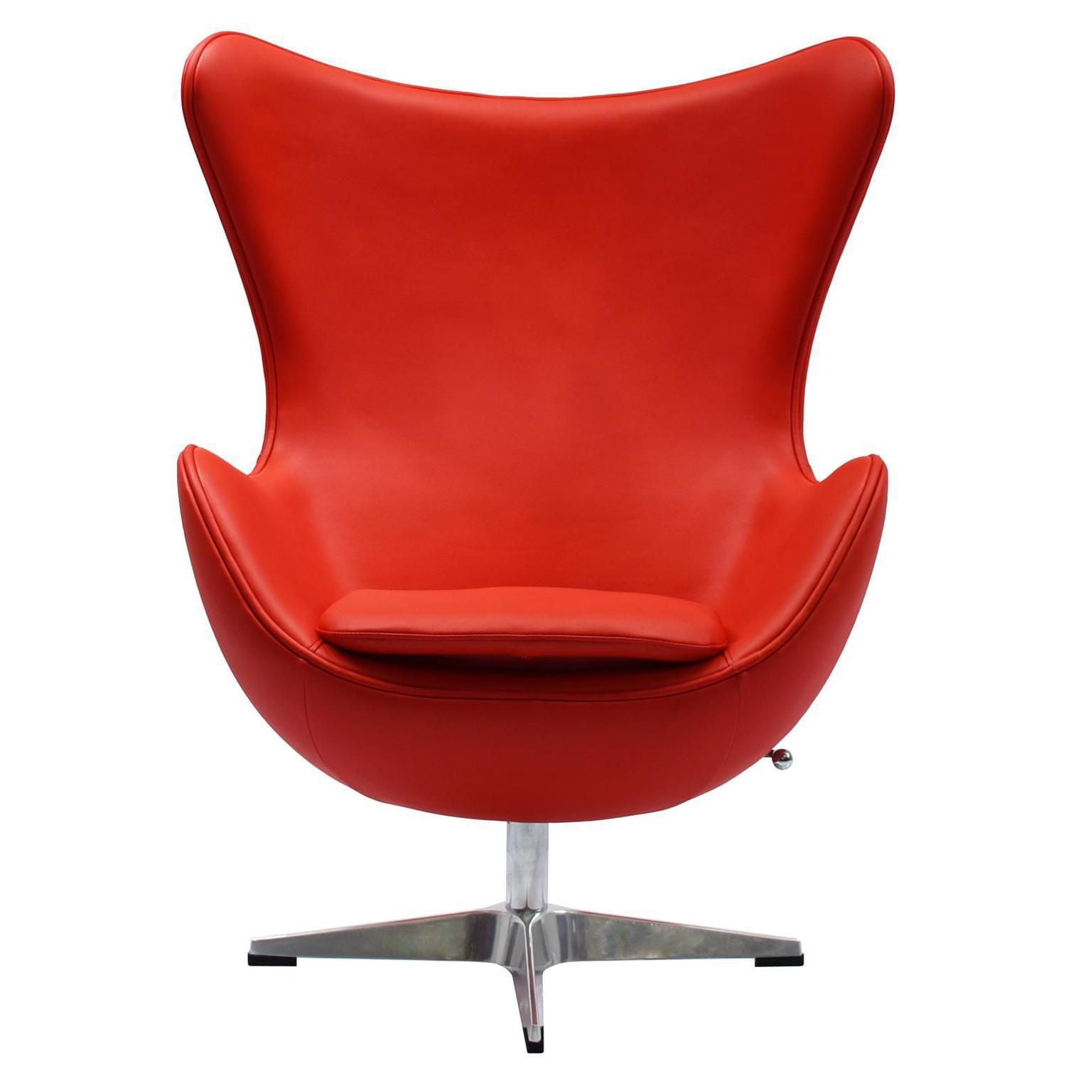 Canadian Egg Leatherette Lounge Chair Red