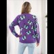 thumbnail image 5 of Suéteres de Punto con Estampado de Mariposas para Mujer, Informales, de Larga y Cuello Redondo Púrpura S, 5 of 10