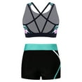thumbnail image 2 of JanJean Kids Girls Sport Dance Outfit Sleeveless U Neck Crop Top with Patchwork Shorts Gymnastic Lily 16, 2 of 7