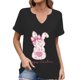 thumbnail image 1 of Corto para las Mujeres Casual Verano 2025 Pascua Impresión V-Cuello Camiseta, Ligero 95% Poliéster 5% Spandex Top para Toda la Temporada Hogar Y Diario, 1 of 7