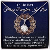 Gifts For To My Future Daughter-In-Law, Bonus Daughter Gift, Future Daughter-In-Law Necklace, from mother in law, keepsake gift, future son's wife e with Message Card