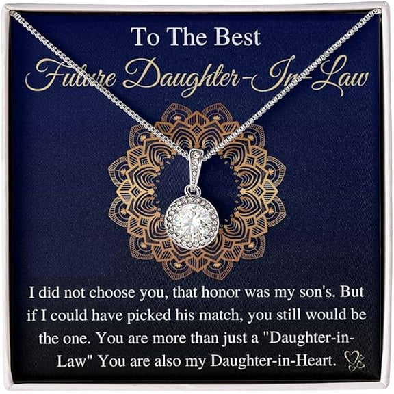 Gifts For To My Future Daughter-In-Law, Bonus Daughter Gift, Future Daughter-In-Law Necklace, from mother in law, keepsake gift, future son's wife e with Message Card