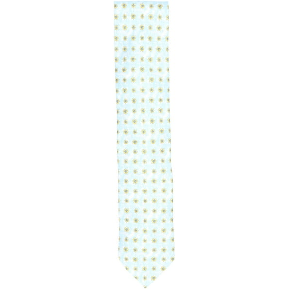 Italo Ferretti Men's Light Blue / Yellow Daisy and Cloud Pattern Silk Necktie - XL