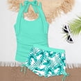 thumbnail image 2 of Linfrsh Girls' Two-piece Asymmetrical Bikini Swimsuit, Sizes 4-16(Mint Green,7-8 Years), 2 of 8