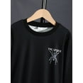 thumbnail image 4 of 7Y Big Boys Clothes Big Boys Outfits 7-8 Years Big Boys Long Sleeve Round Neckline Spider Print Top Pants 2PCS Boys Clothing Set Black, 4 of 7