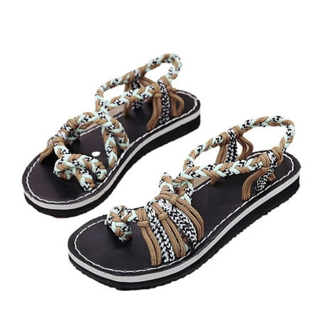 

Cglfd Summer Ladies Flip-Flops Flat Heel Bohemian Roman Sandals Casual Flip Flops Women S Shoes