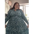 thumbnail image 2 of CASSIE LIZ Womens Plus Size Dresses 4X V Neck Floral Print Blue Maxi Dress with Elastic Waist Curvy Silhouette with Pockets Long Sleeve Romantic Boho With Buttons Dress 4XL 24W 26W, 2 of 7