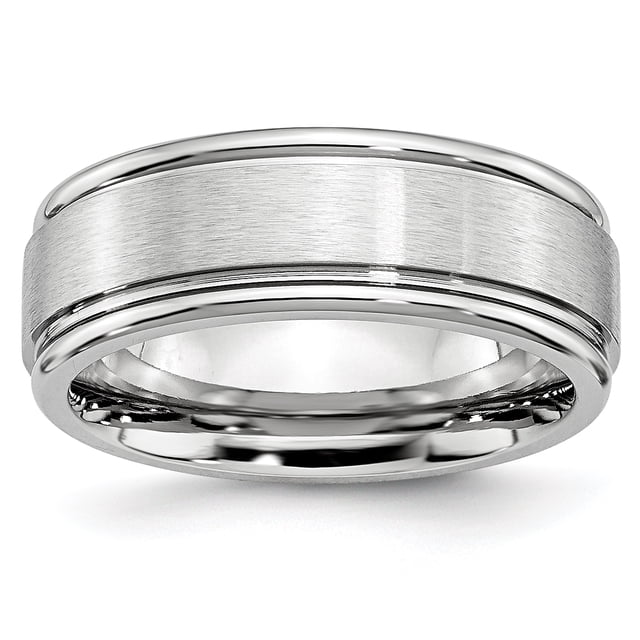 Cobalt Ridged Edge 8mm Wedding Band Ring Man Classic Flat W/edge For Dad Mens For Him