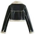 thumbnail image 2 of Patlollav Jackets for Women,Ladies Lamb Hair Short Coat New Zipper Motorcycle Style Jacket, 2 of 6
