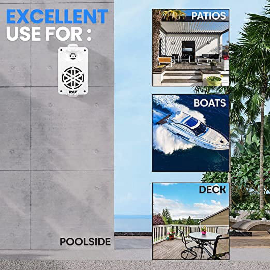 Pyle Bluetooth Indoor Outdoor Speakers Pair 200 Watt Dual Waterproof 3.5” 2-Way Full Range Speaker