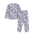 thumbnail image 2 of Uemuo Lavender Flowers Pattern Womens Pajama Sets,PJ Set for Women,Pajamas for Women Logo,Long Sleeve Pajama Set for Women,Soft Long Sleeve Top With Pants-X-Large, 2 of 9