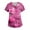Hot Pink, variant on Glitter Heart Print V-Neck Caregiver Top - Women's Short Sleeve Valentine's Day Uniform with Pocket, Assorted Fashionable Designs for Work & Casual Wear