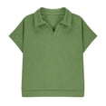 thumbnail image 3 of ITSAME T-Shirts for Boys, Lapel Short Sleeve Breathable Comfort Summer Casual Loose Tops Green Size 9, 3 of 7