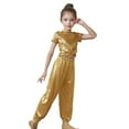 thumbnail image 2 of Gunia Girls Sequin Top Glitter Sleeveless Dance Blouse Performance Dancewear Party Sparkly Tops For Girl Gold, 2 of 3