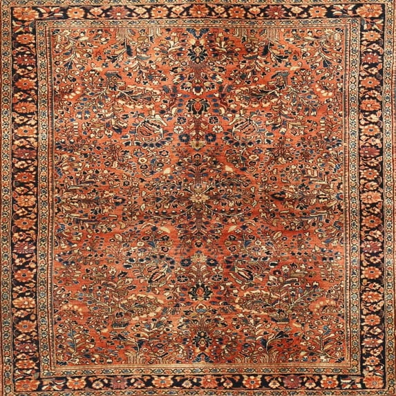Ahgly Company Indoor Square Traditional Red Oriental Area Rugs, 3' Square