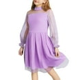 thumbnail image 5 of HJYCHN Girls Dress Mesh Panel Long Sleeve Dress with Waist Tie for Toddler Dress 7-8 Years, 5 of 5