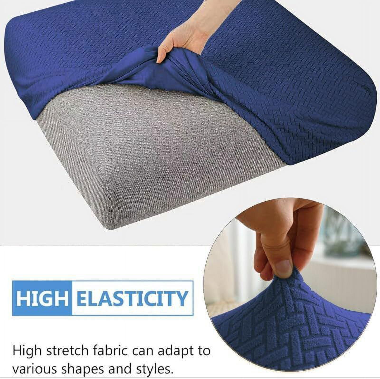 JIAN YA NA 2-Piece Waterproof Cushion Covers Replacement, Outdoor Patio Sofa Seat Cushion Slipcovers, Elastic Outdoor Furniture Protector (Navy blue)