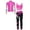 Hot Pink, variant on Kids Girls Ice Skating Suit Stripe Zipper Jacket Vest with Patchwork Pants Set Yoga Workout Hot Pink 12