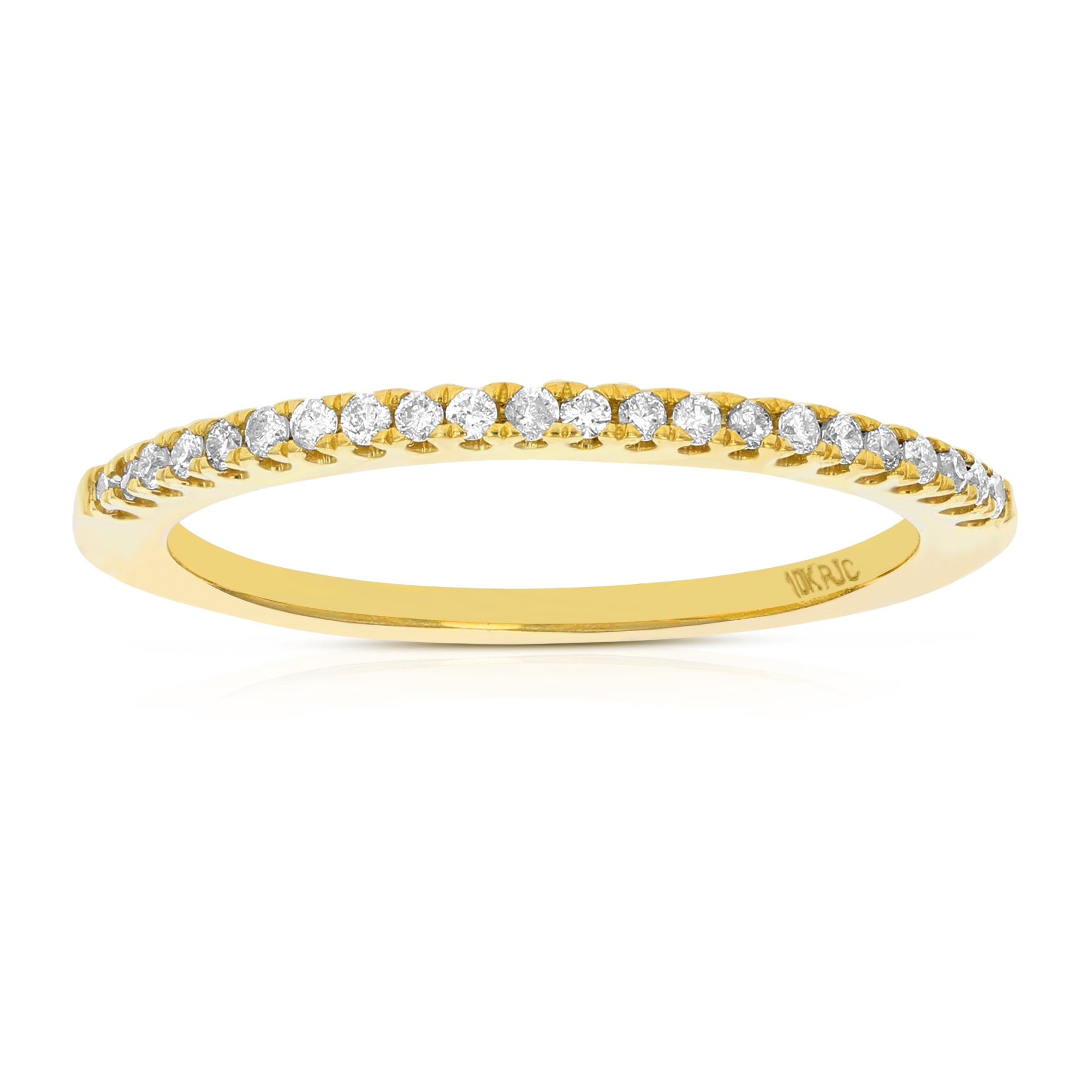Vir Jewels 1/6 CTTW Diamond Wedding Band Women in 10K Yellow Gold Round Pave Prong Set Petite