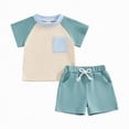 thumbnail image 3 of Kaprioy Boy Baby Clothes Boys Summer Color Block Outfits 3 6 9 12 18 24 Months 2T 3T Cotton Outfits Summer Kids Boys Outfit Sets Contrast T Shirts Tops Shorts Sets, 3 of 7