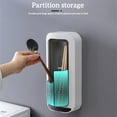thumbnail image 4 of Hips Chopsticks Draining Box Dustproof Punch-Free 2 Compartments Rotatable Self-Adhesive Storage Container Household Organizer, 4 of 10