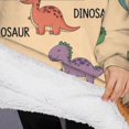 thumbnail image 3 of Oversized Wearable Blanket Hoodie,Beige Dinosaur Text Pattern Sherpa Blanket Hoodie with Super Pockets,Super Warm Fuzzy Pullover for Women & Men, 3 of 6