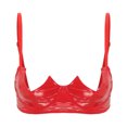 thumbnail image 3 of Bralette de lencería con pecho abierto para mujer, ropa interior Sexy de charol con aspecto húmedo, copas abiertas con aros, Tops con sujetador con muesca en V, 3 of 5