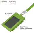 thumbnail image 3 of Uxcell Vertical PU Leather 5 Card Slots ID Badge Holder Zipper Wallet with Lanyard, Green, 3 of 6