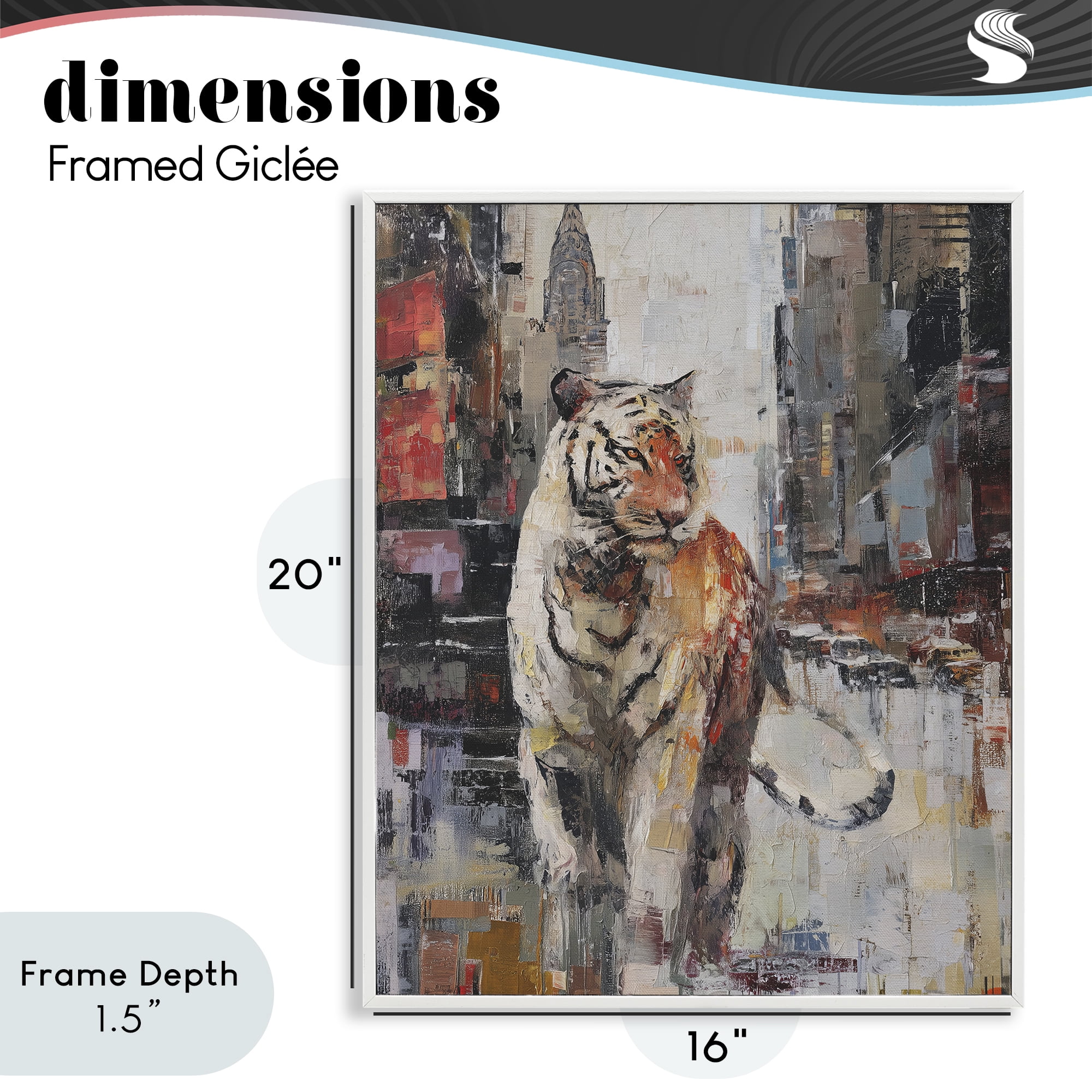 Stupell Industries Concrete Predator Roaming City White Framed Giclee Art, design by Svetlana Aleynikova