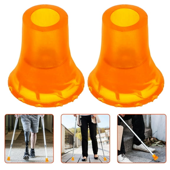 SOPOTUTU 4-Pack Orange Non- Plastic Crutch Tips Walking Cane End Caps Protective Covers