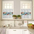 thumbnail image 2 of Tier Curtains 36 Inch Length Short Curtains for Windows Rod Pocket Cafe Curtain Farmhouse Curtain Tiers for Kitchen Bathroom 27.5x36inch, Summer Watercolor Ocean Shells Coral Gray Plaid,2 Panels, 2 of 5