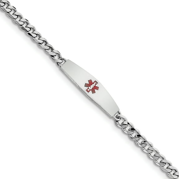 Sterling Silver Engravable 7in Medical ID Bracelet w/ Curb Link