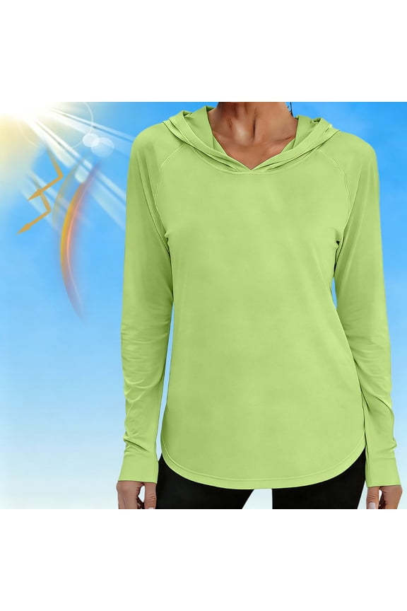 Long Sleeve Hoodie Top Ladies Lightweight UPF 50+ Sun Protection Casual Pullover Athletic Shirt Tops for Women