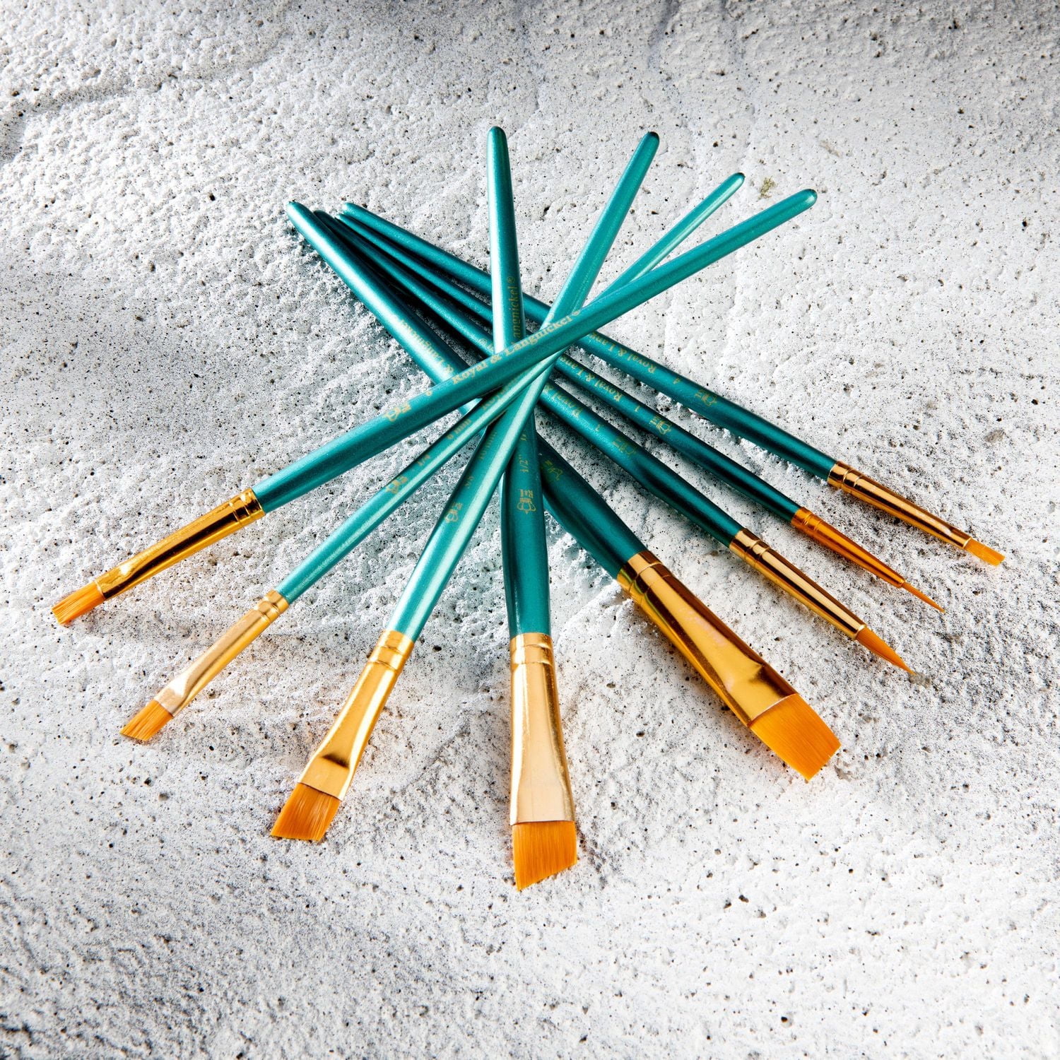 Royal & Langnickel - 8pc Gold Taklon All Media Angular Variety Paint Brush Set