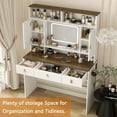 thumbnail image 6 of Vastcury Farmhouse Vanity Desk with LED Mirror and Storage, Large Makeup Table with Hair Dryer Holder for Bedroom, White, 6 of 10