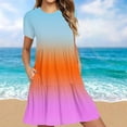 thumbnail image 1 of LOVZFMLL Robe T-Shirt d'Été Décontractée à Manches Courtes pour Femme, Mini-Robe à Étages avec Poches, Vert Menthe, P, 1 of 5
