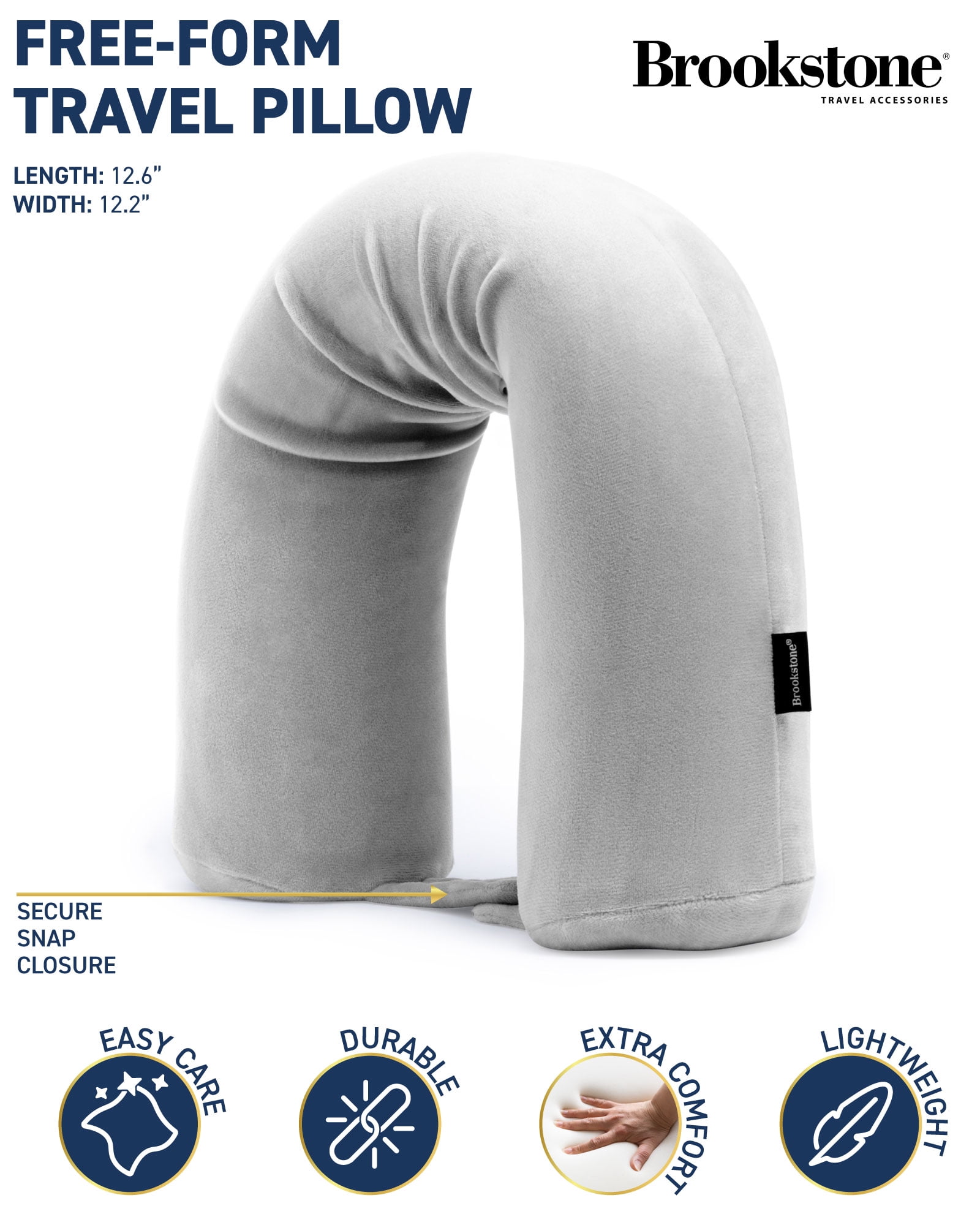 Brookstone Ergonomic Memory Foam Travel Pillow for Spine Protection Airline Sleeping and Sitting Support Walmart