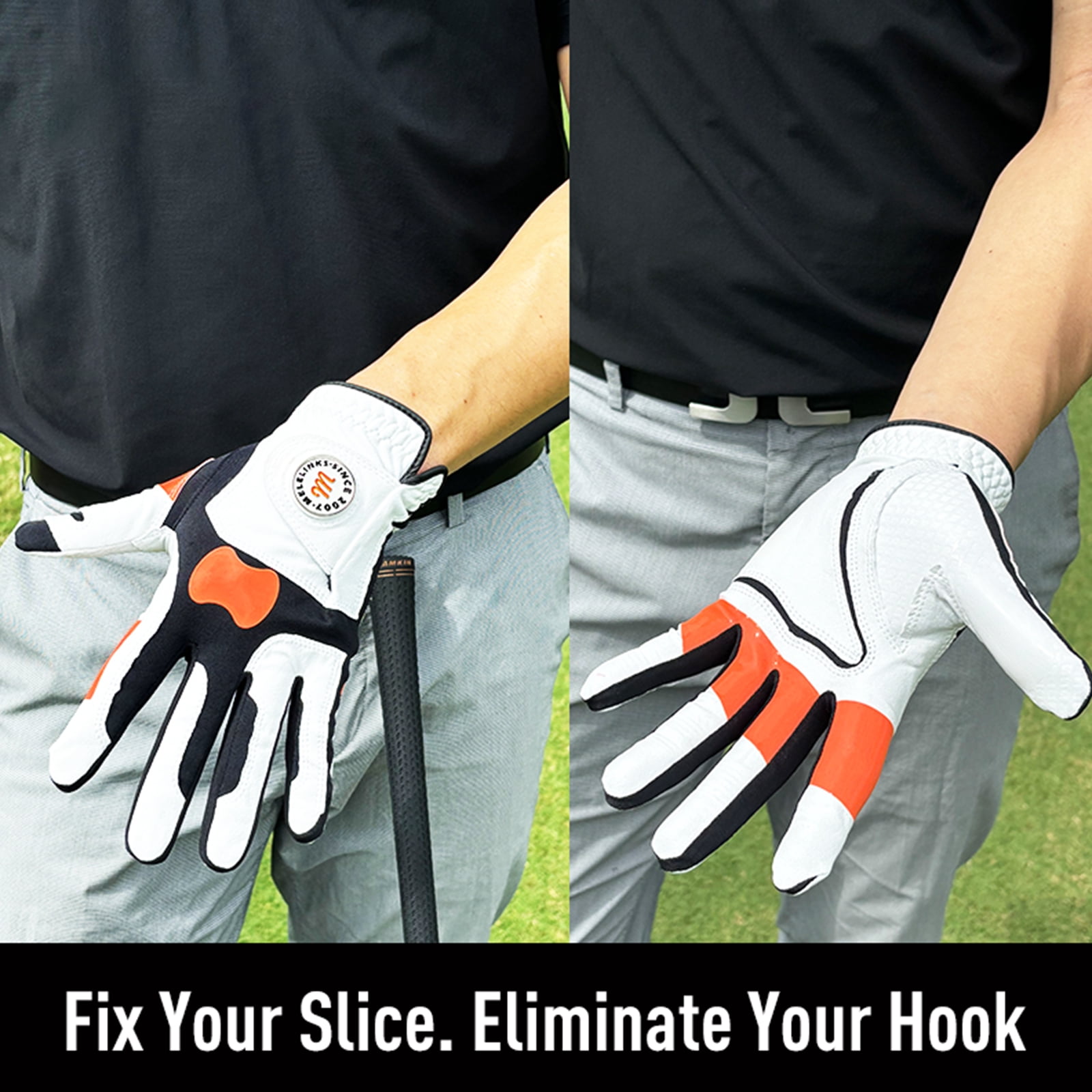 Golf Training Glove with True Grip Alignment Indicator, Non-Slip Breathable Golf Gloves, Fix Slice & Eliminate Hook, Microfiber Golf Swing Correction Glove for Men Women Left -XL