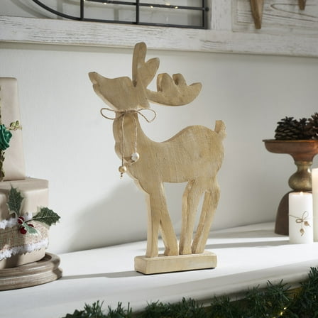 VHC Brands Pretty Prancer Brushed Gold Wooden Deer 11x7x2