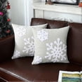 thumbnail image 1 of Fundas de almohada de invierno de Papá Noel con copos de nieve bordados, suaves, gruesas, cuadradas y sólidas, paquete de 2, 18 x 18 pulgadas, 1 of 4